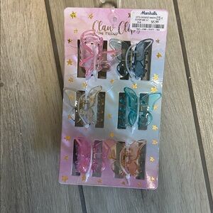 Butterfly Claw Clips Set - Pink, Blue, 6 clips in total